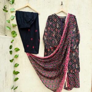 Midnight Black - 3pc Stitched
